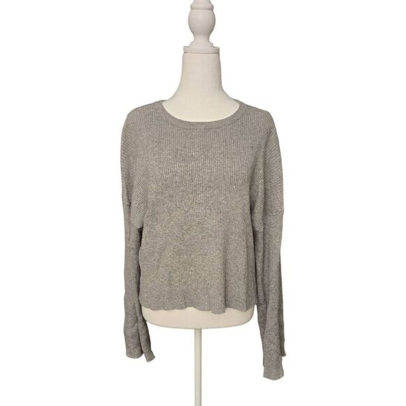 Forever 21 Women's Size 3X Grey Drop Shoulder Cropped Sweater - Picture 1 of 5